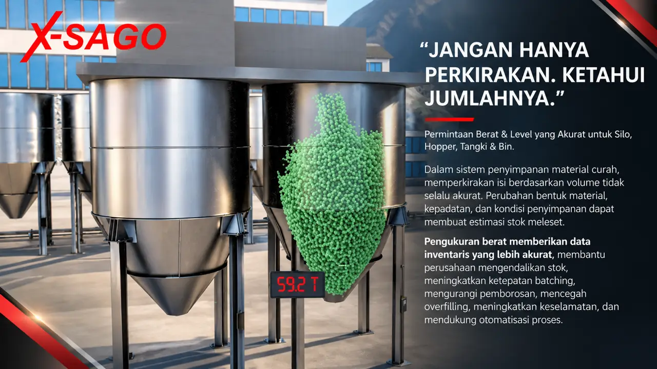 Pemantauan beban dan level silo menggunakan strain gauge retrofit X-SAGO